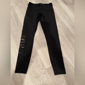 SPIRITUAL GANGSTER LEGGINGS. Black on Black. Spiritual Gangster down the leg XS